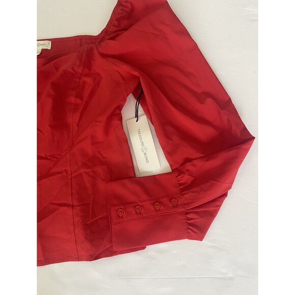 Treasure & Bond Red‎ Long Sleeve Top Size Small NWT Button Accents On Sleeve - Picture 3 of 9
